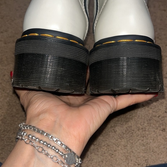 Dr. Martens Jadon Platform Boot 8-Eye Polished Smooth Leather White 6 - Picture 10 of 11